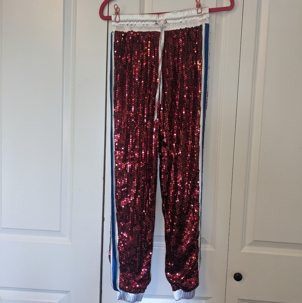 Fashion Nova Red Sequin Joggers